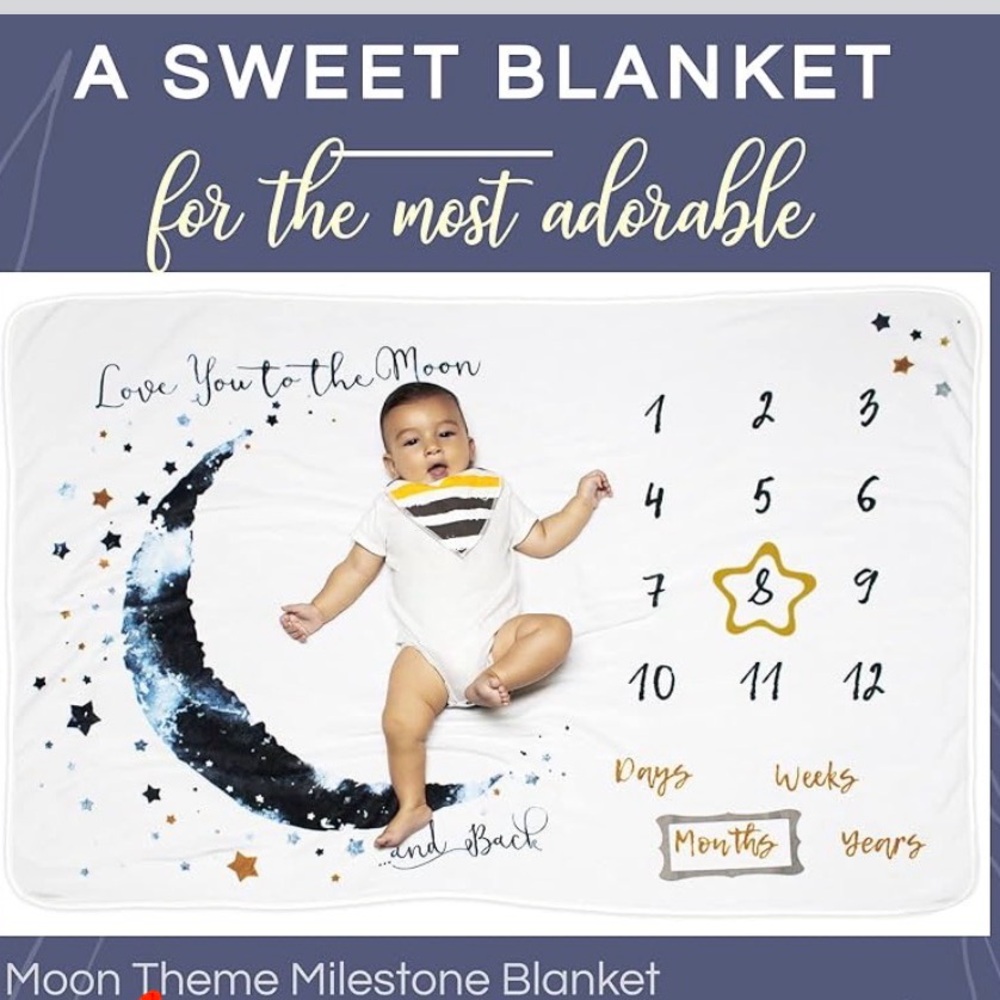Luka&Lily Moon Theme Milestone Blanket- 60"x40"